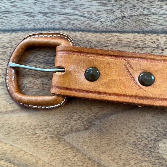 WESTERN Style Belt Tan Leather Lacing Design Removable Buckle Rodeo Stampede - Picture 9 of 12